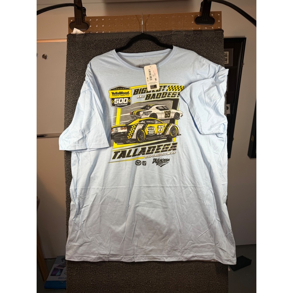 NASCAR T-Shirt Mens 2XL Blue YellaWood 500 Talladega Superspeedway Graphic Tee